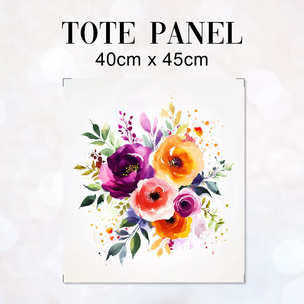 TOTE Watercolour Flower Bouquet Fabric Bag Panel TP-662