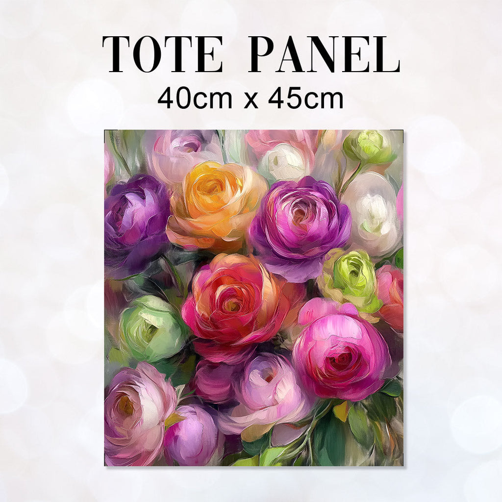 TOTE Painted Roses Fabric Bag Panel TP-663