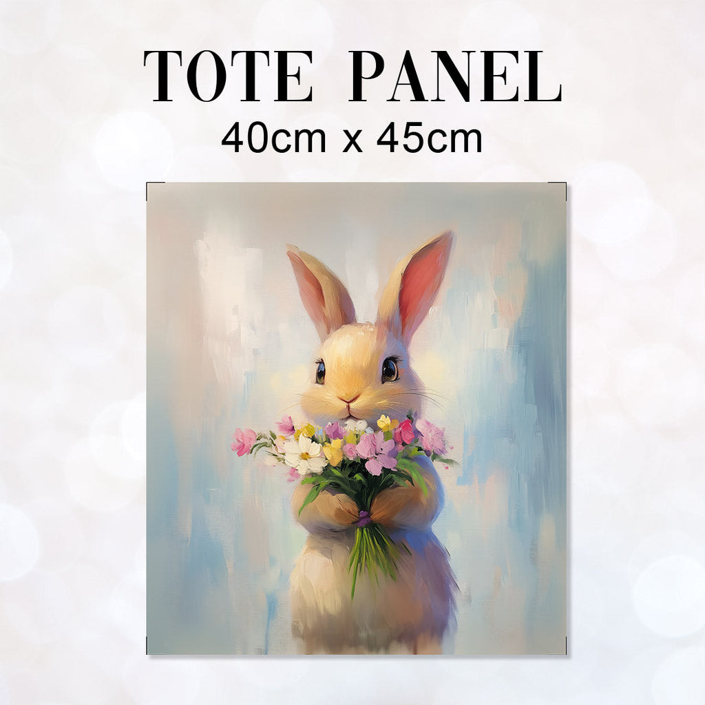 TOTE Bunny with Flowers Fabric Bag Panel TP-664