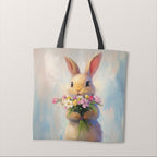 TOTE Bunny with Flowers Fabric Bag Panel TP-664