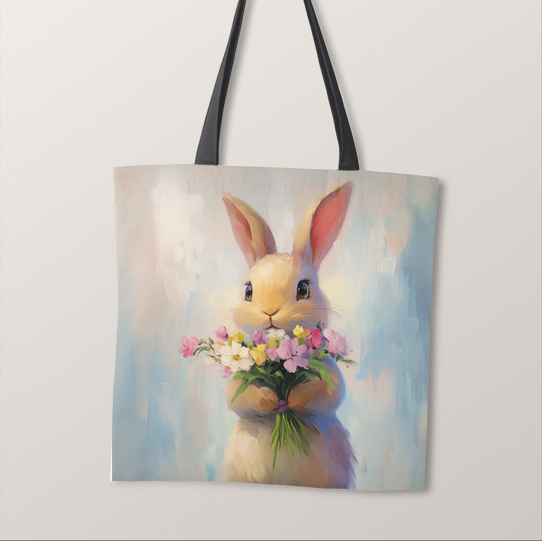 TOTE Bunny with Flowers Fabric Bag Panel TP-664