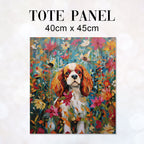 TOTE White and Brown King Charles Cavalier TP-67 Fabric Bag Panel