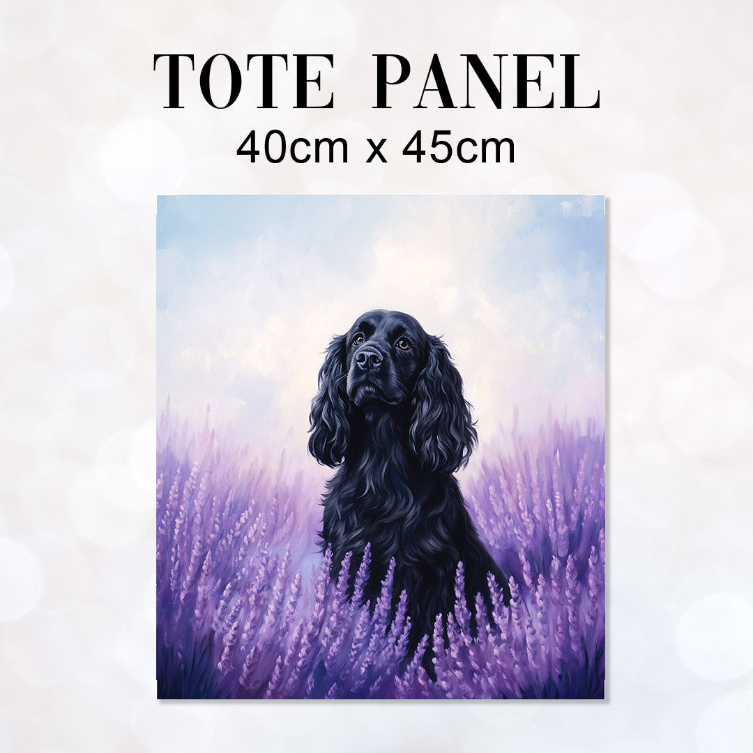 TOTE Lavender Black Spaniel Fabric Bag Panel TP-684
