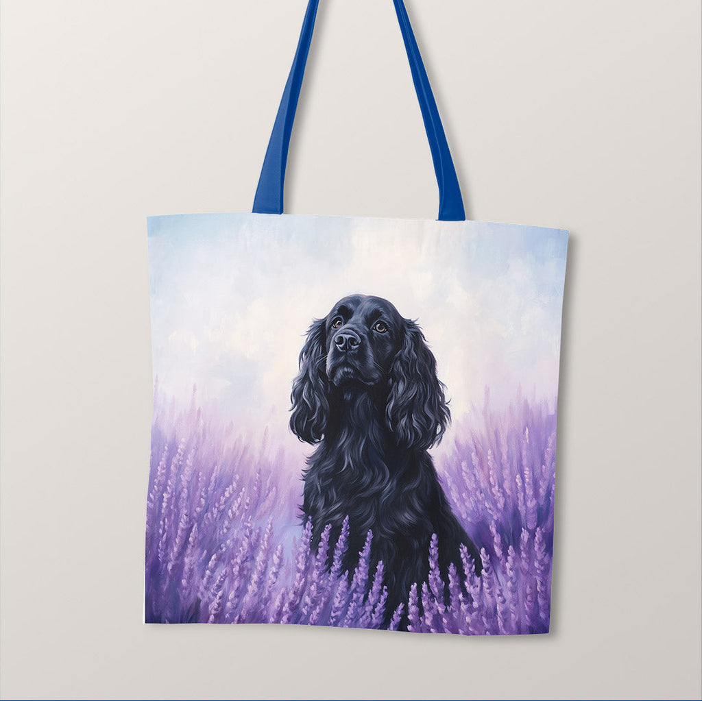 TOTE Lavender Black Spaniel Fabric Bag Panel TP-684