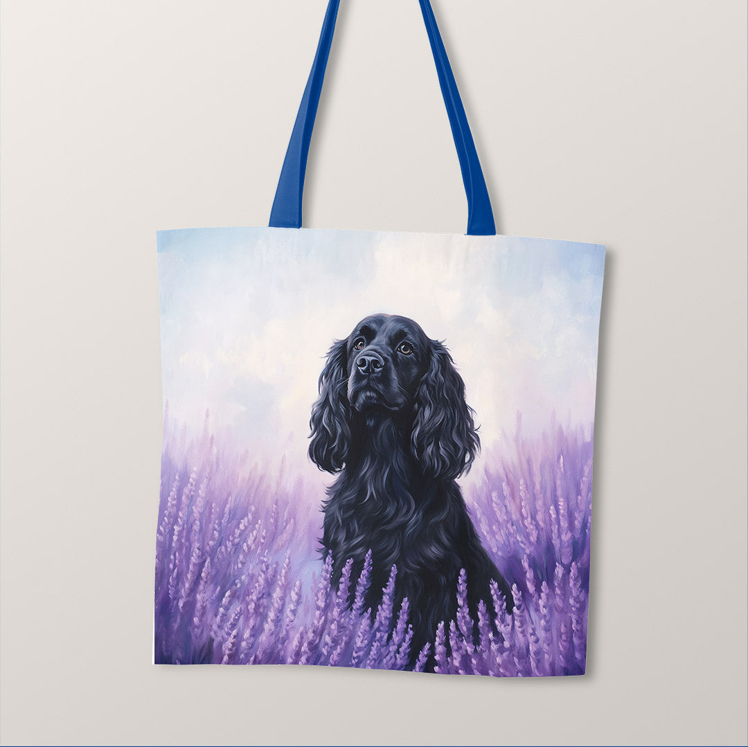 TOTE Lavender Black Spaniel Fabric Bag Panel TP-684