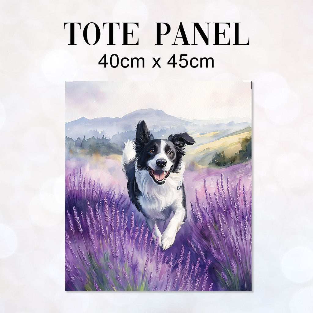 TOTE Lavender Border Collie Fabric Bag Panel TP-685