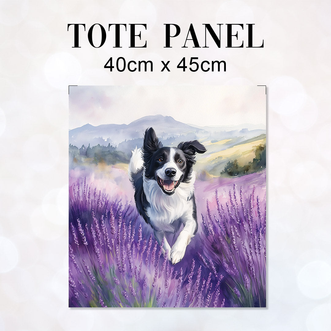 TOTE Lavender Border Collie Fabric Bag Panel TP-685