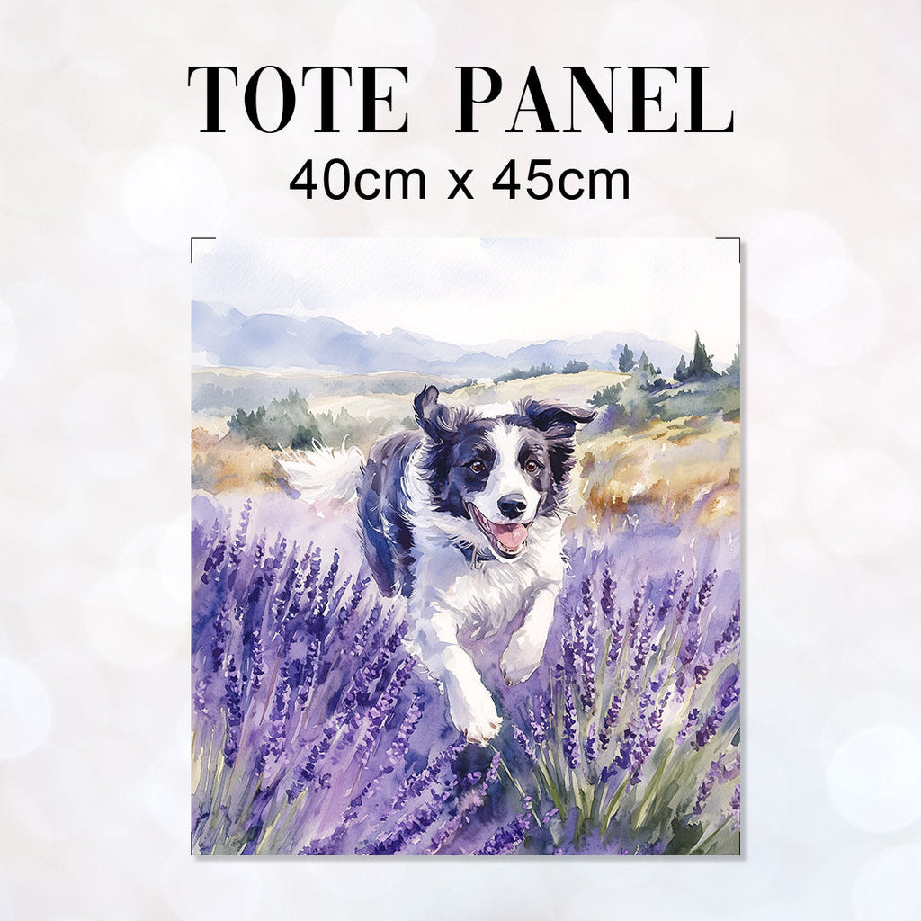 TOTE Lavender Border Collie 2 Fabric Bag Panel TP-686