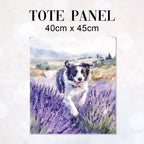 TOTE Lavender Border Collie 2 Fabric Bag Panel TP-686