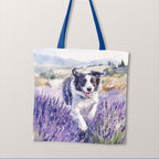 TOTE Lavender Border Collie 2 Fabric Bag Panel TP-686