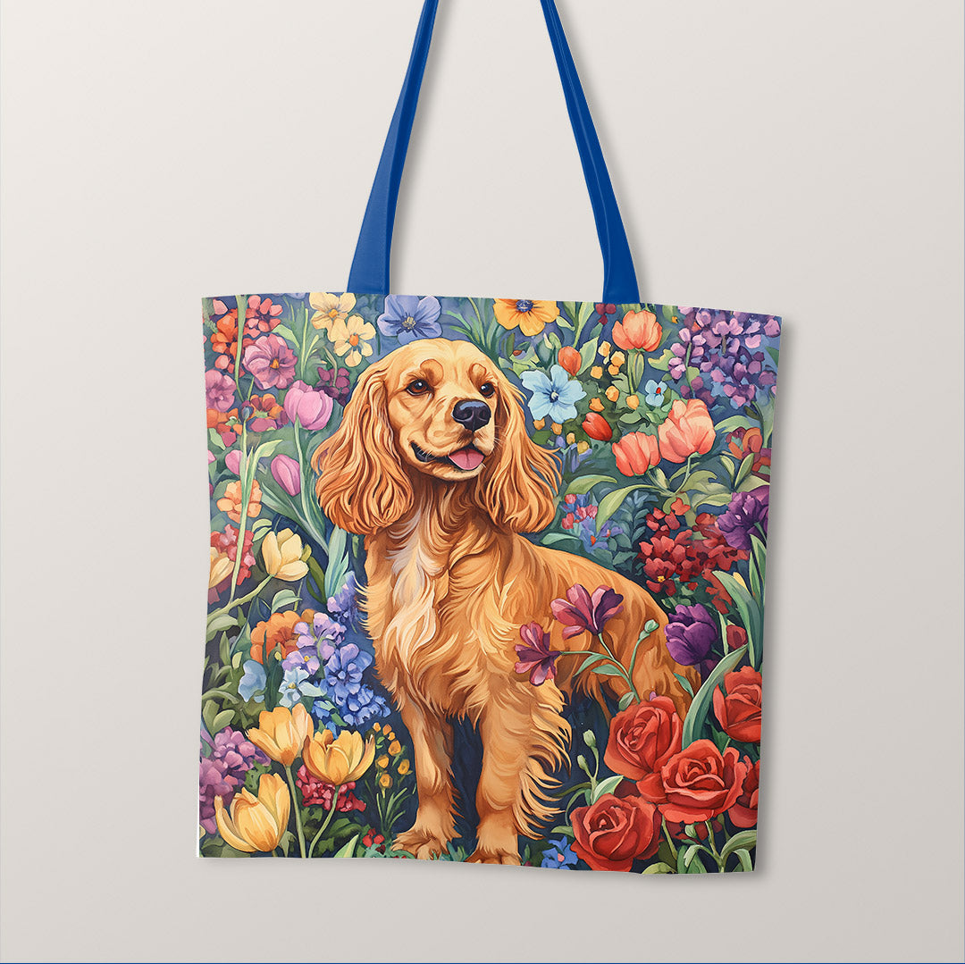 TOTE Floral Cocker Spaniel Fabric Bag Panel TP-690