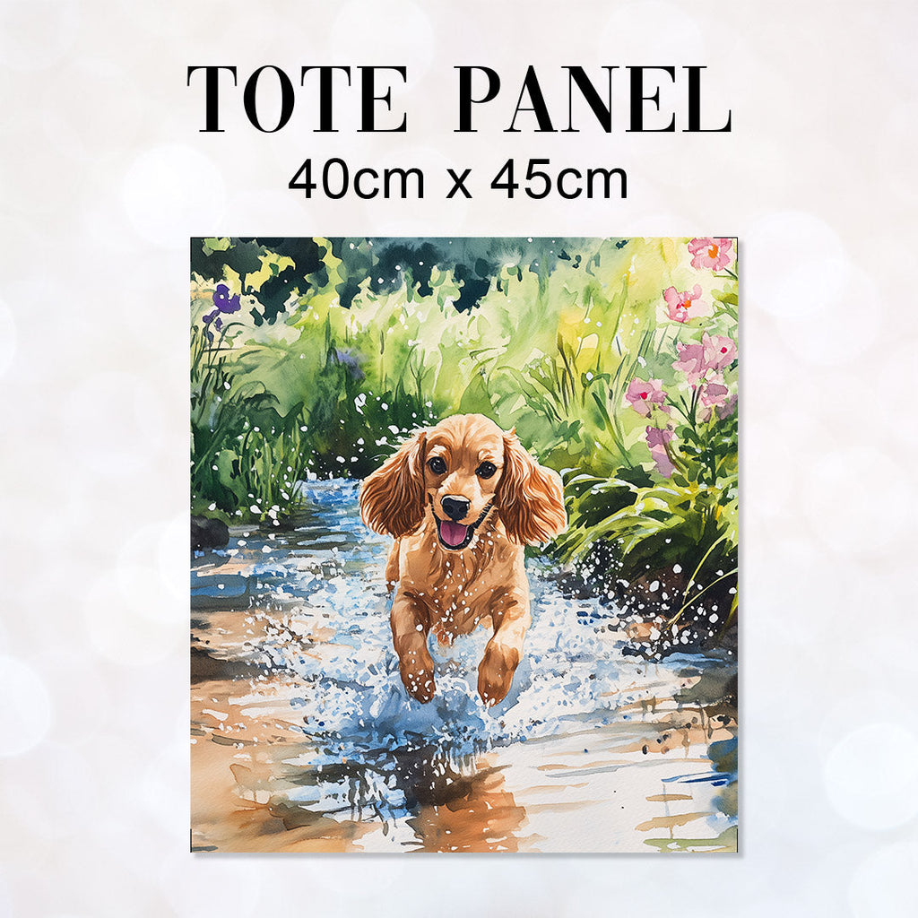 TOTE Happy Cocker Spaniel Fabric Bag Panel TP-693