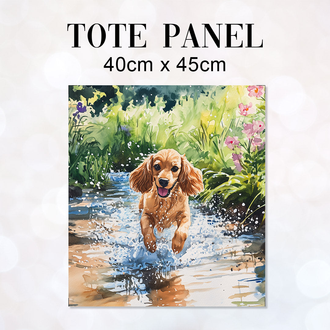 TOTE Happy Cocker Spaniel Fabric Bag Panel TP-693