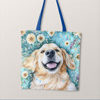 TOTE Golden Retriever and Dandelions Fabric Bag Panel TP-695