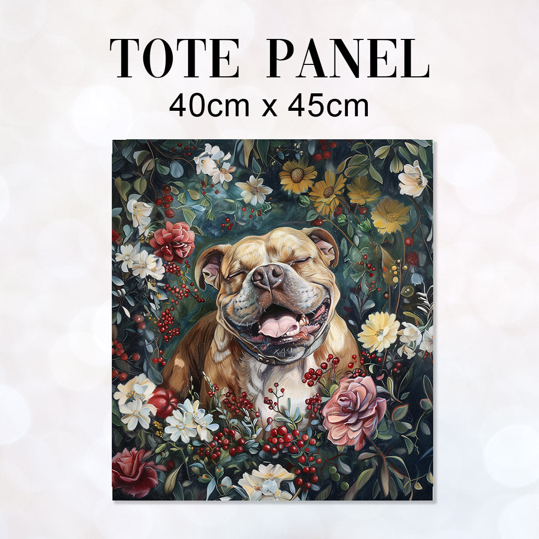 TOTE Happy Bulldog Fabric Bag Panel TP-697
