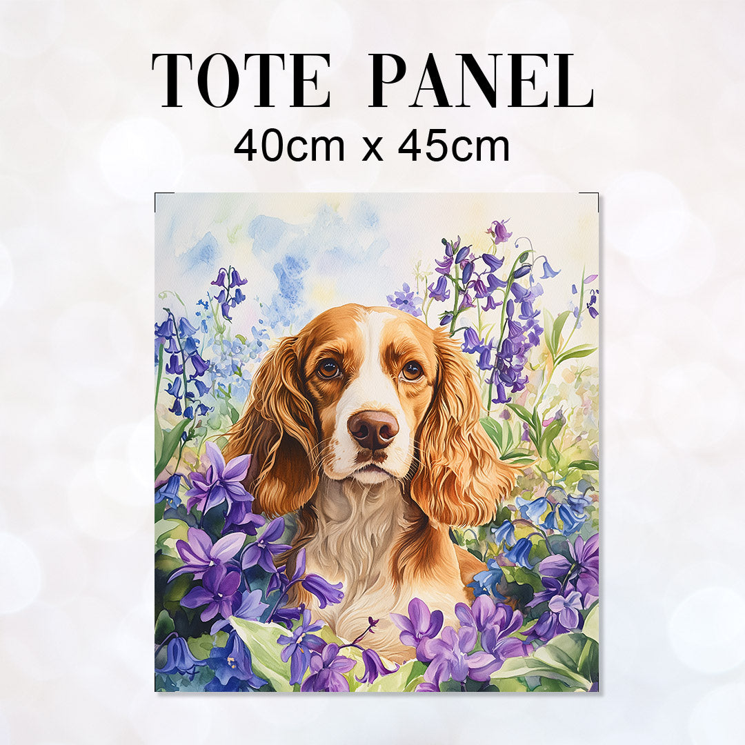 TOTE Springer Spaniel and Bluebells Fabric Bag Panel TP-705