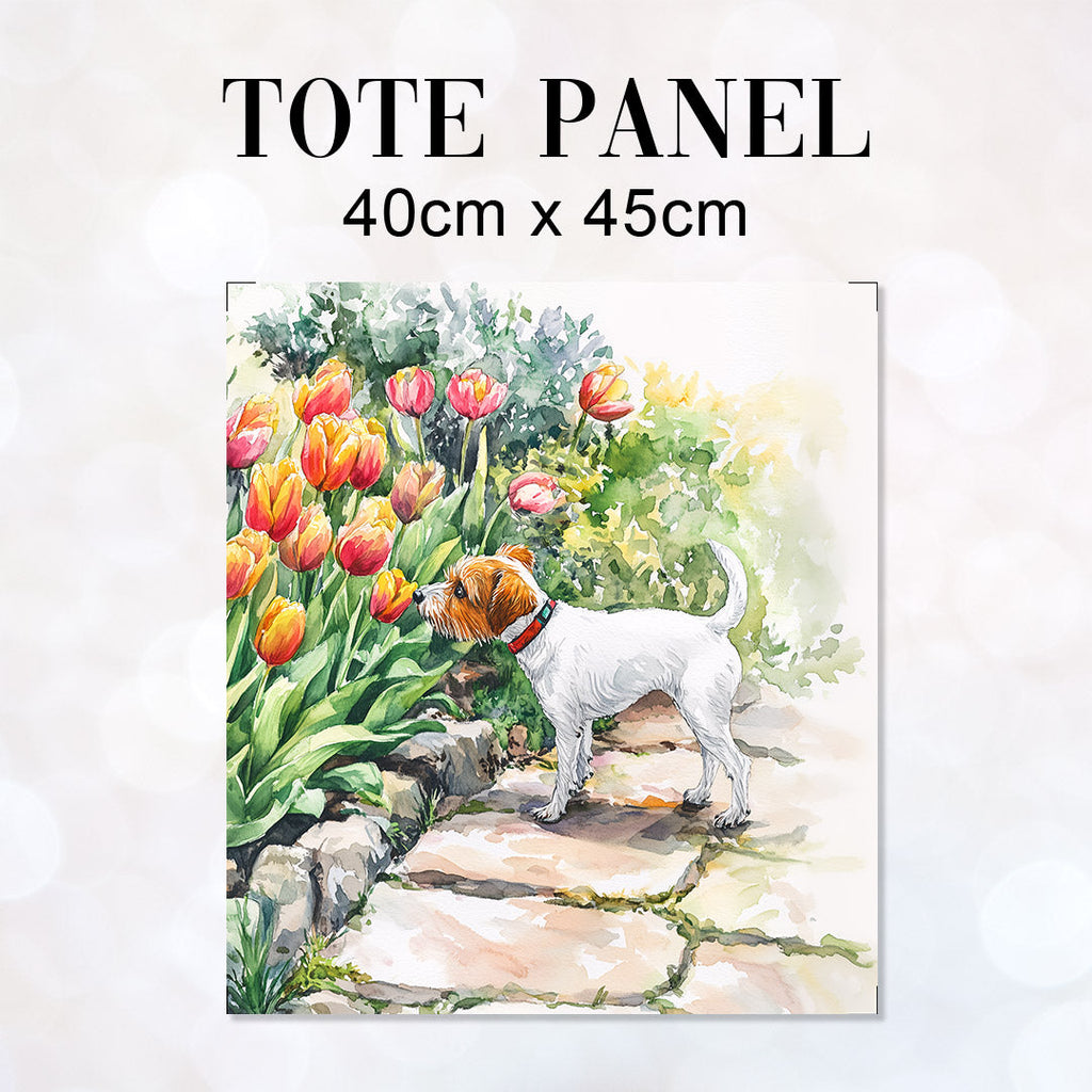 TOTE Terrier and Tulips Fabric Bag Panel TP-706