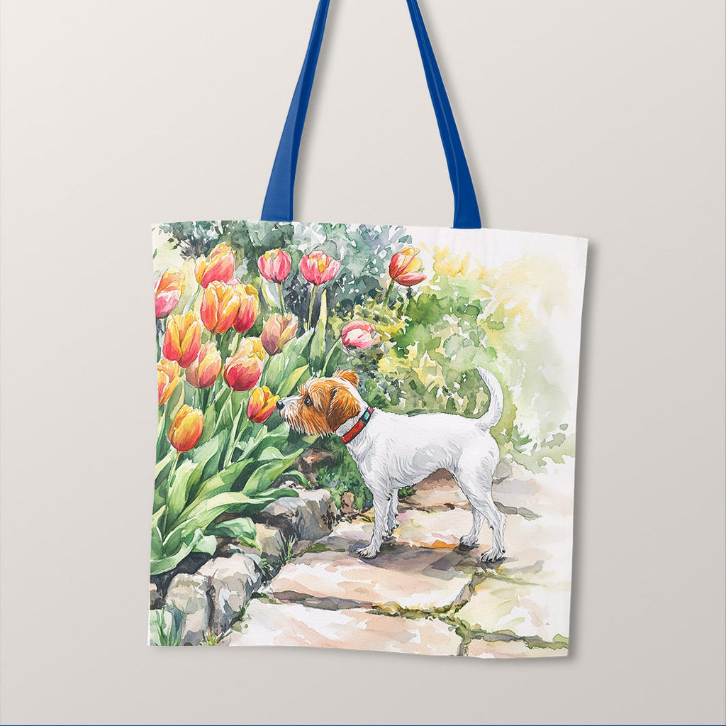TOTE Terrier and Tulips Fabric Bag Panel TP-706