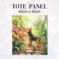 TOTE Yorkshire Terrier and Tulips Fabric Bag Panel TP-707