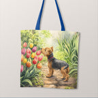 TOTE Yorkshire Terrier and Tulips Fabric Bag Panel TP-707