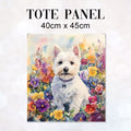 TOTE West Highland Terrier and Pansies Fabric Bag Panel TP-712