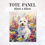 TOTE West Highland Terrier and Pansies Fabric Bag Panel TP-712