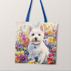 TOTE West Highland Terrier and Pansies Fabric Bag Panel TP-712
