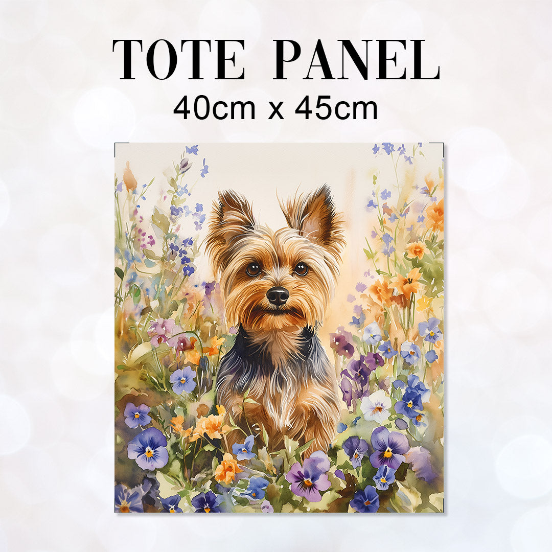 TOTE Floral Yorkshire Terrier Fabric Bag Panel TP-715