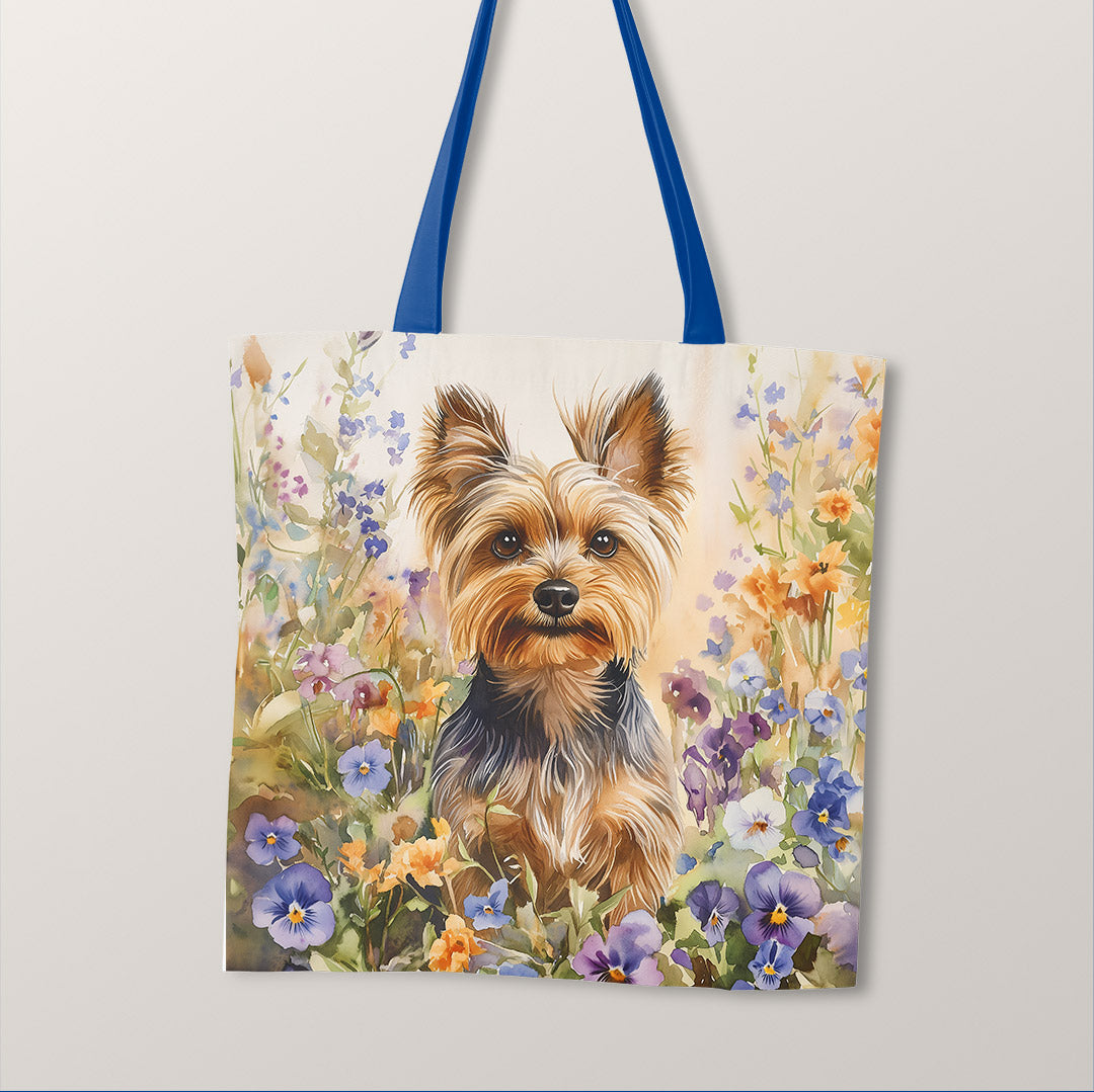 TOTE Floral Yorkshire Terrier Fabric Bag Panel TP-715