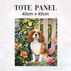 TOTE King Charles Spaniel in the Garden Fabric Bag Panel TP-716