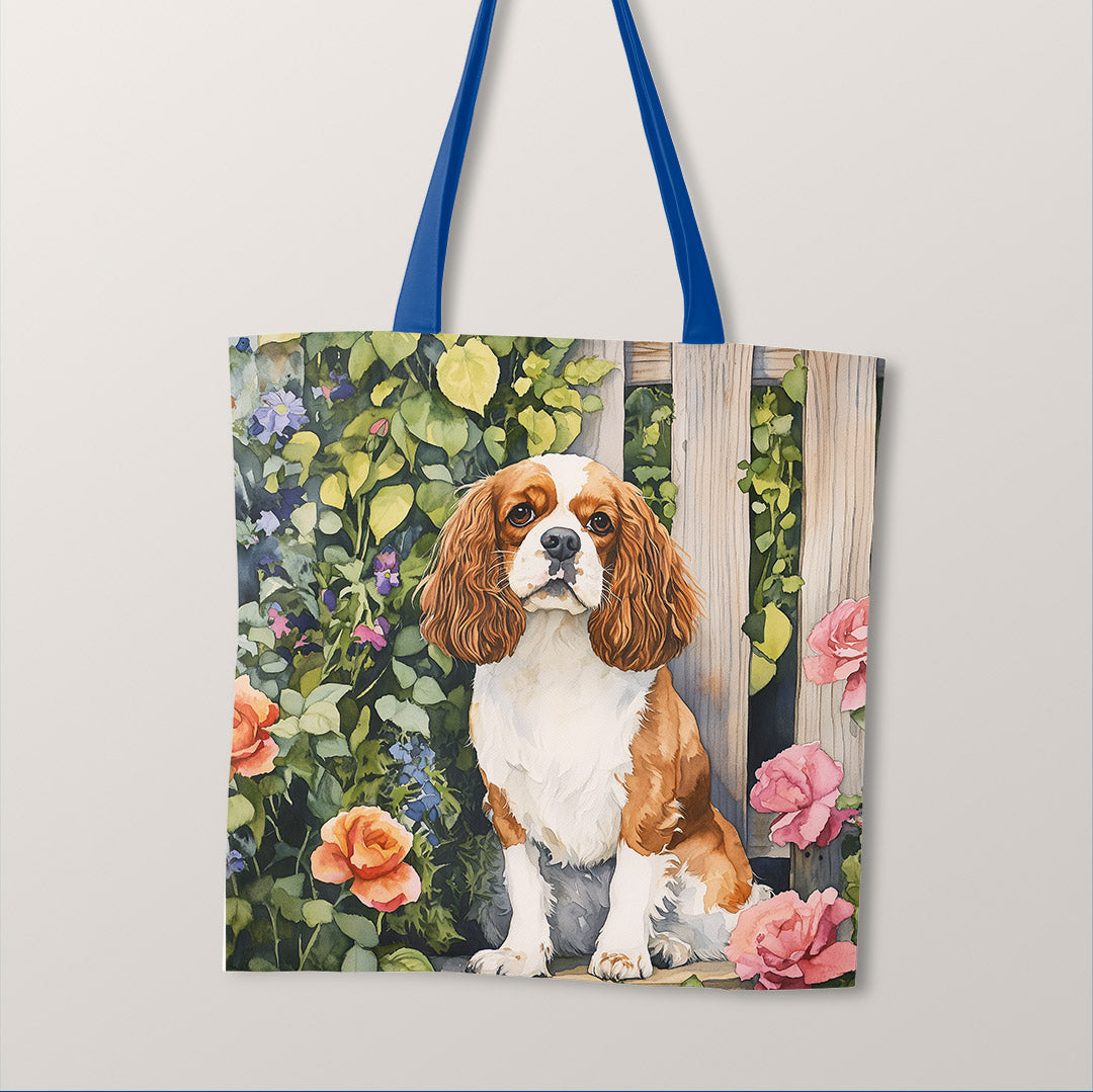 TOTE King Charles Spaniel in the Garden Fabric Bag Panel TP-716