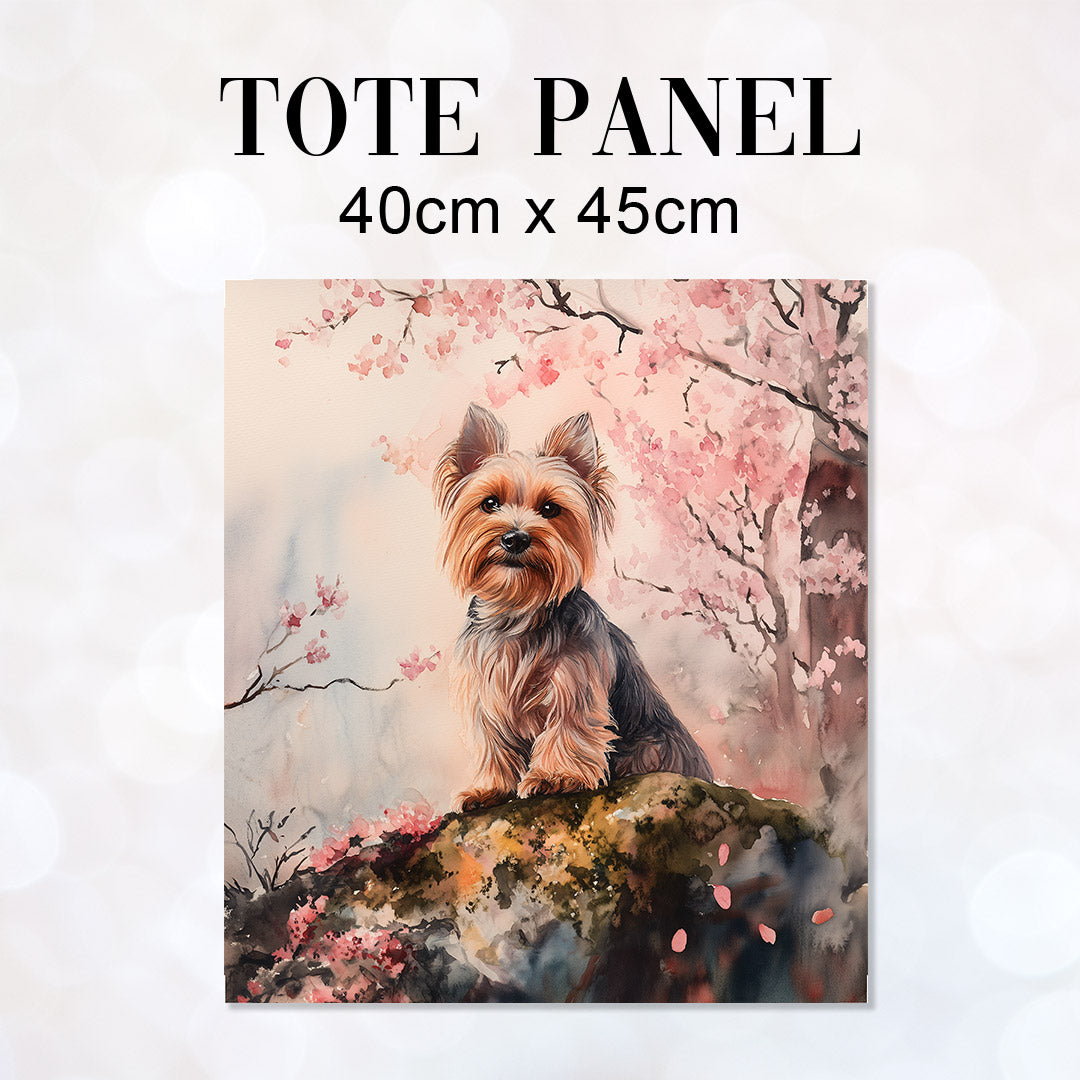TOTE Yorkshire Terrier and Cherry Tree Fabric Bag Panel TP-717