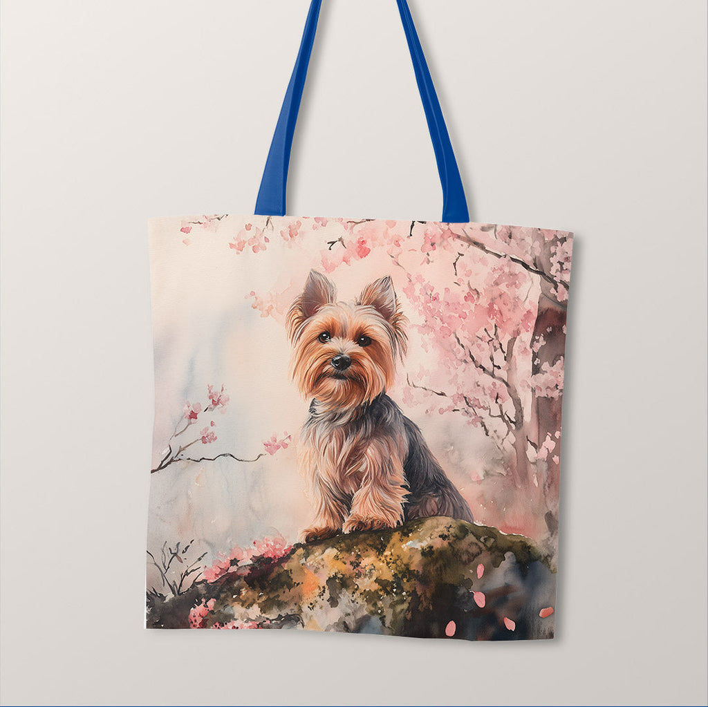 TOTE Yorkshire Terrier and Cherry Tree Fabric Bag Panel TP-717