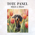 TOTE Dachshund and Tulips Fabric Bag Panel TP-718