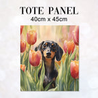 TOTE Dachshund and Tulips Fabric Bag Panel TP-718