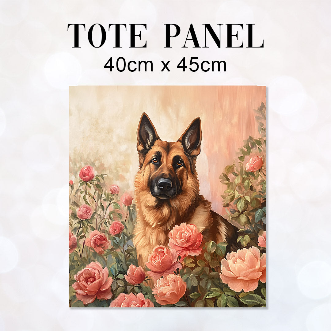 TOTE German Shepherd in a Rose Bush Fabric Bag Panel TP-719