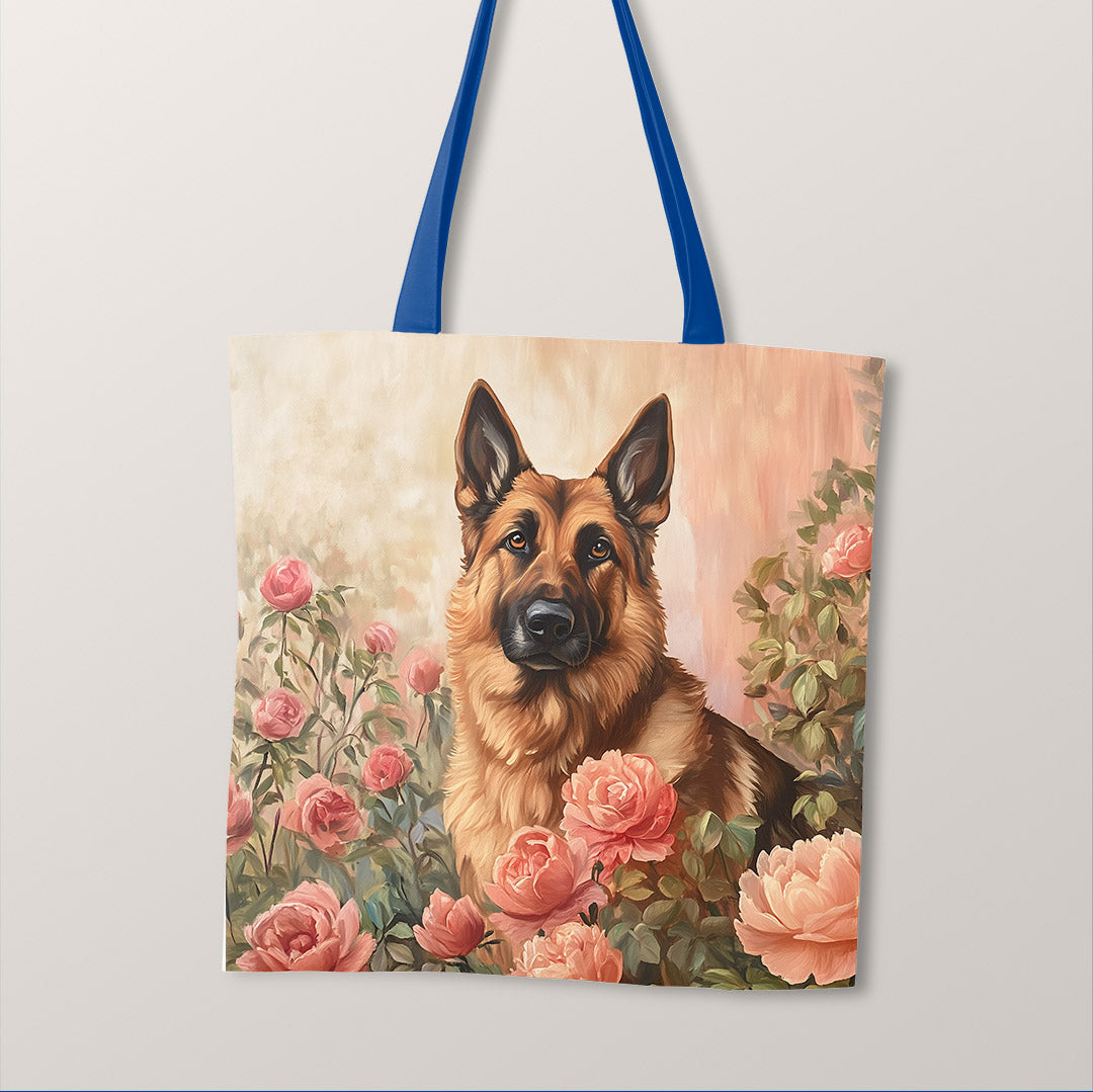 TOTE German Shepherd in a Rose Bush Fabric Bag Panel TP-719