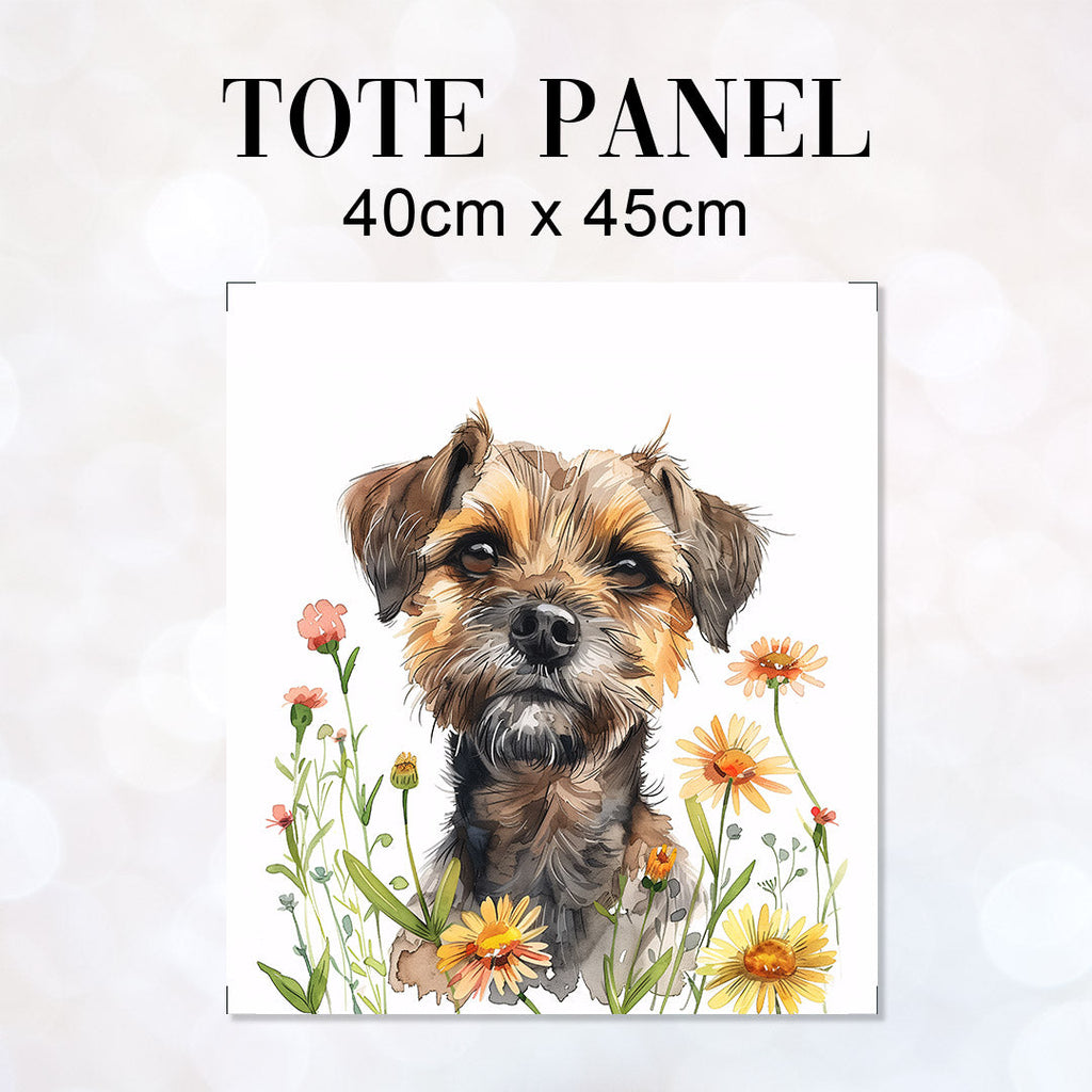 TOTE Floral Border Terrier Fabric Bag Panel TP-722