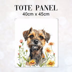 TOTE Floral Border Terrier Fabric Bag Panel TP-722