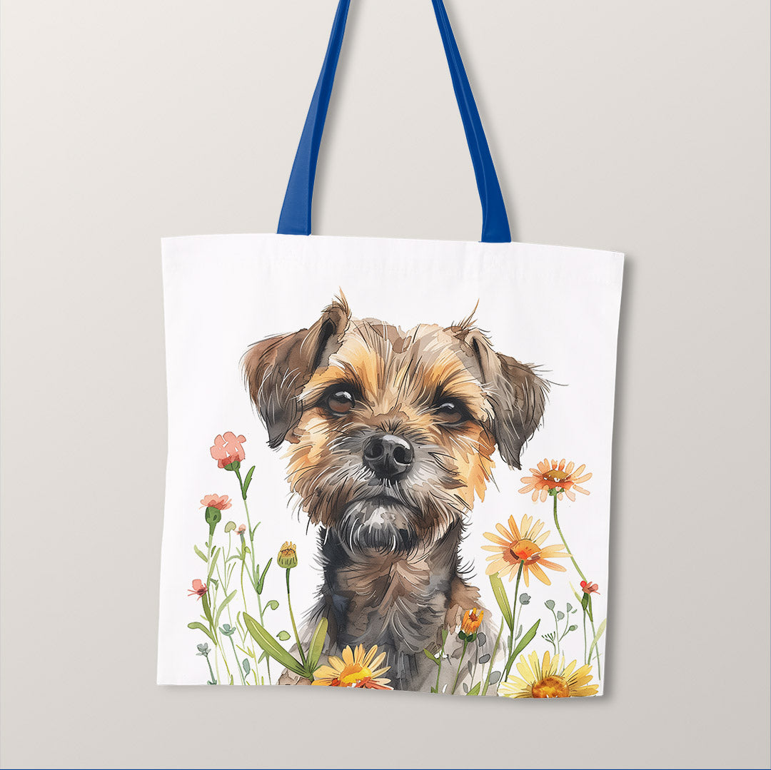 TOTE Floral Border Terrier Fabric Bag Panel TP-722