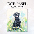 TOTE Black Labrador and Daises Fabric Bag Panel TP-725
