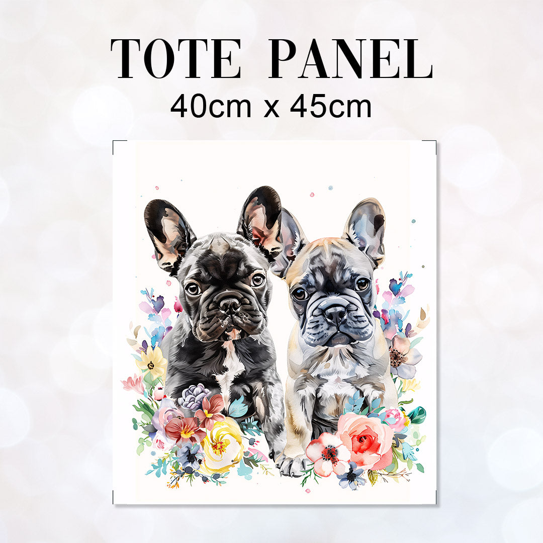 TOTE Two French Bulldogs Fabric Bag Panel TP-727