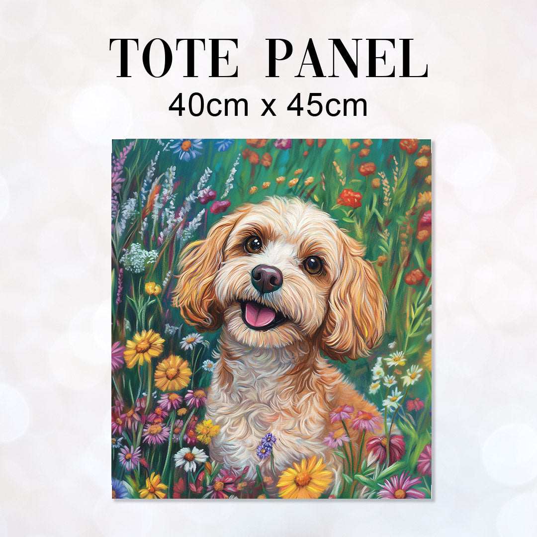 TOTE Floral Cavapoo Fabric Bag Panel TP-728