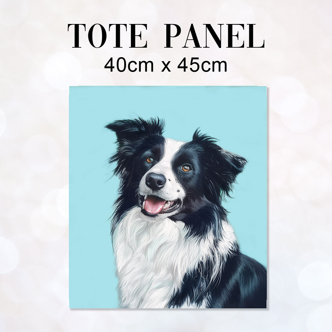 TOTE Border Collie Mint Fabric Bag Panel TP-729
