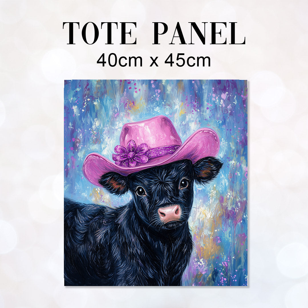 TOTE Black Party Cow Fabric Bag Panel TP-743