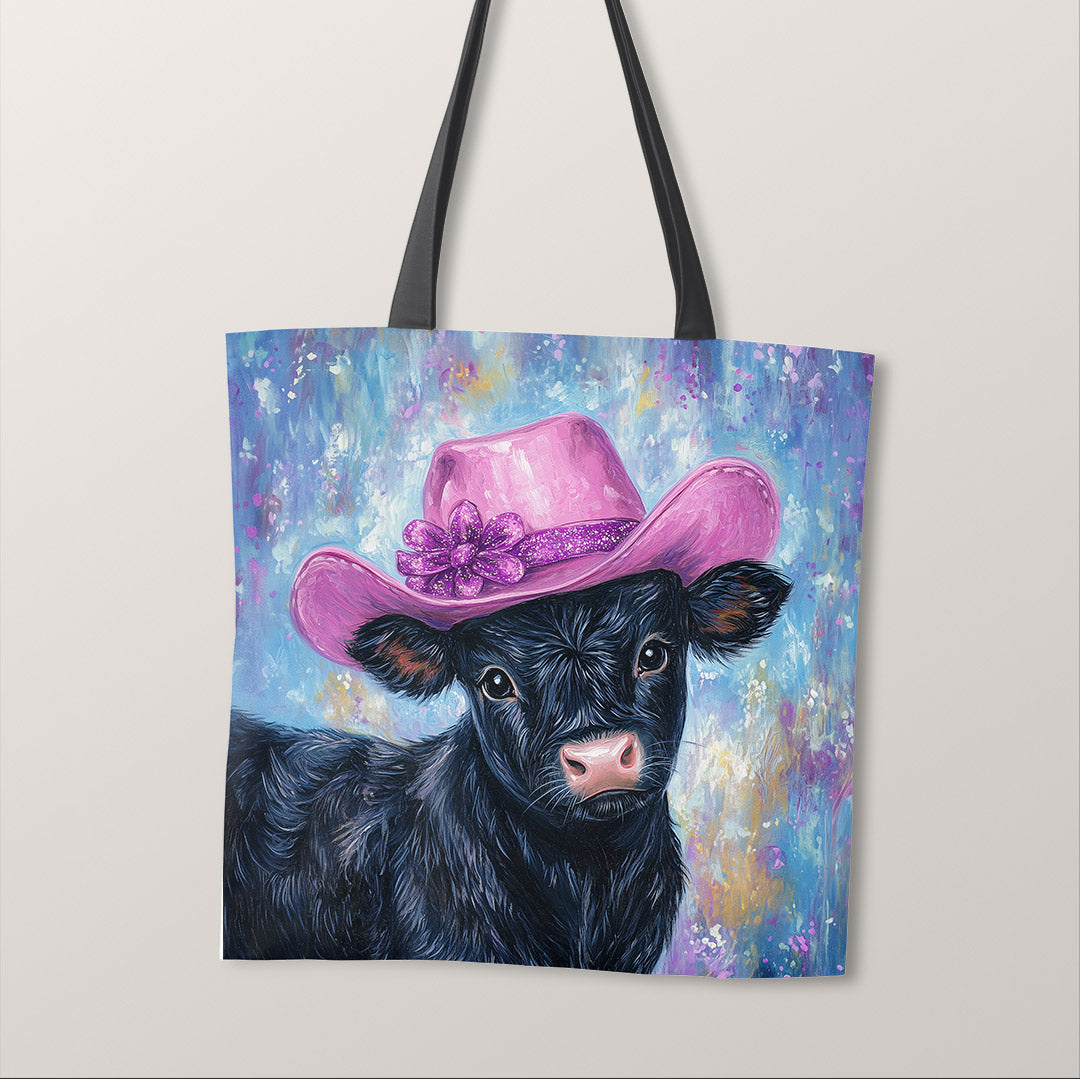 TOTE Black Party Cow Fabric Bag Panel TP-743