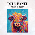 TOTE Highland Cow on Blue Fabric Bag Panel TP-745