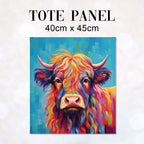 TOTE Highland Cow on Blue Fabric Bag Panel TP-745