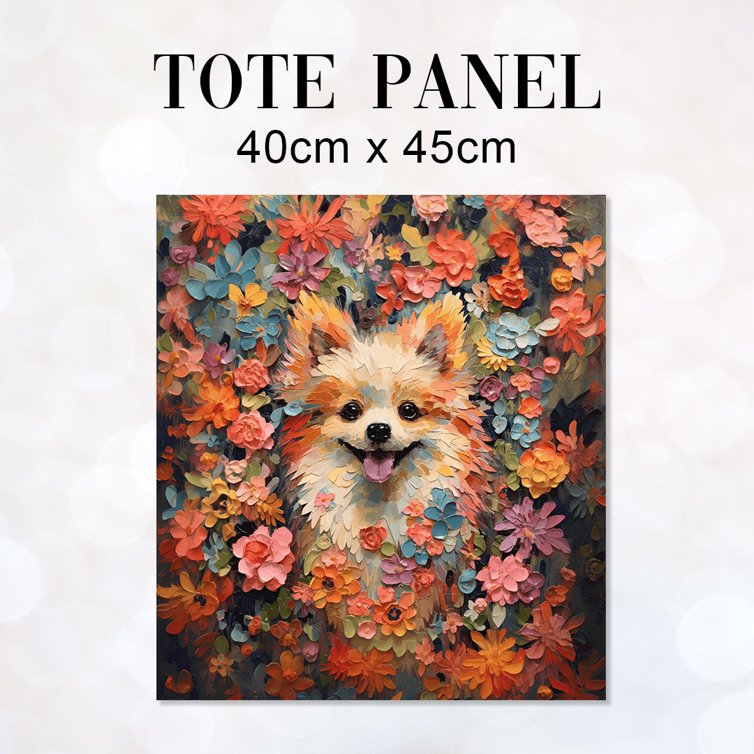 TOTE Floral Pomeranian TP-75 Fabric Bag Panel