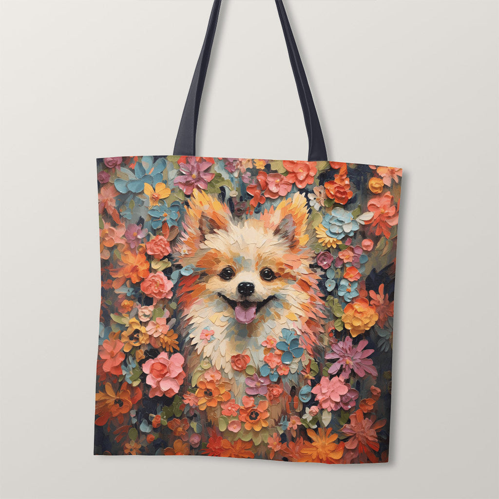 TOTE Floral Pomeranian TP-75 Fabric Bag Panel